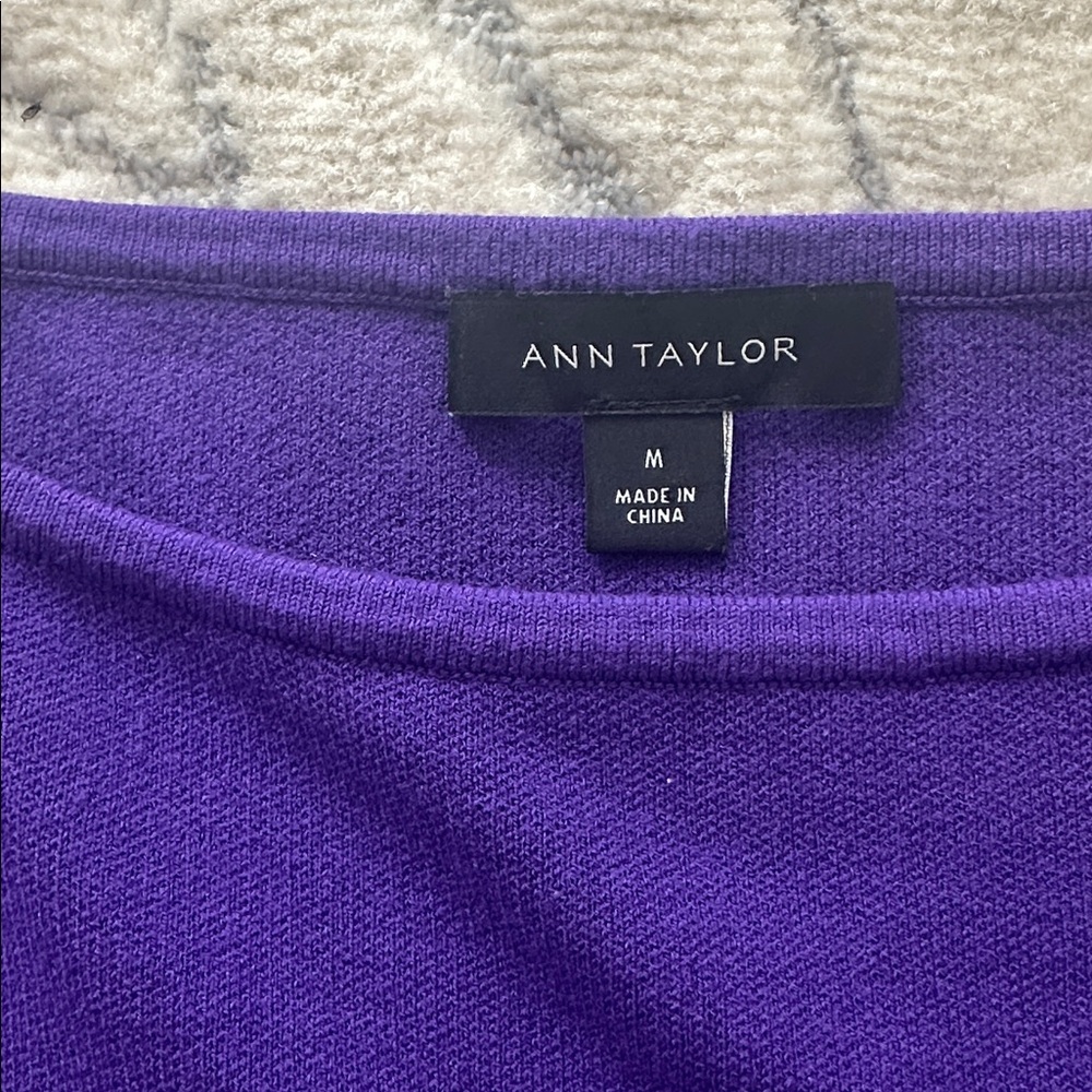 Ann Taylor Deep Purple Long Sleeve Top - Picture 2 of 12